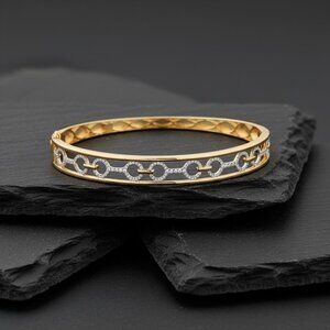 Link Luxe 14K (or 18k upon request) Yellow Gold Diamond Bangle Bracelet